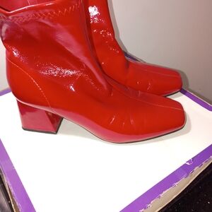Source Unknown Shiny Red Heeled Boots